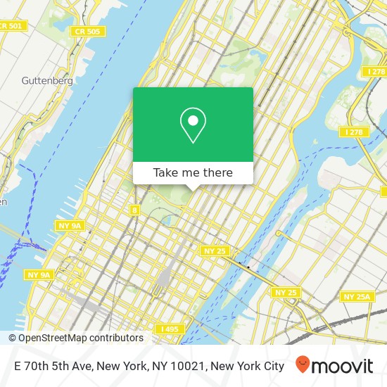 E 70th 5th Ave, New York, NY 10021 map