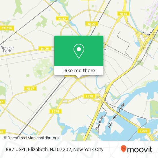 Mapa de 887 US-1, Elizabeth, NJ 07202