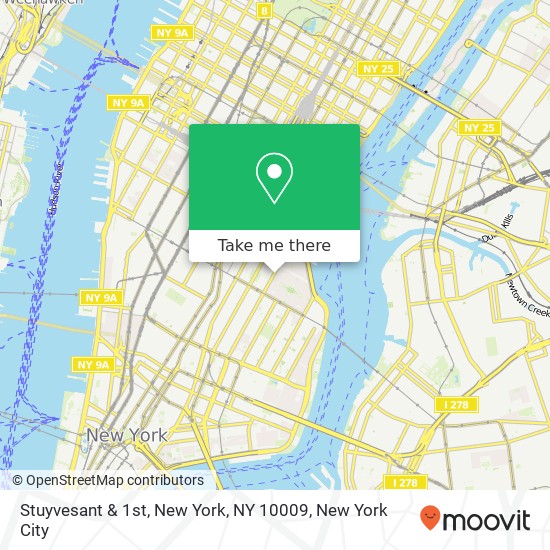 Mapa de Stuyvesant & 1st, New York, NY 10009