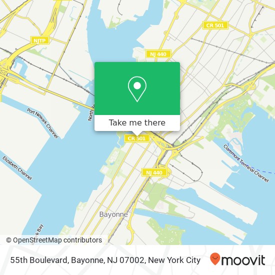 Mapa de 55th Boulevard, Bayonne, NJ 07002