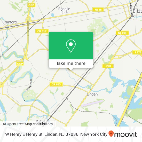 Mapa de W Henry E Henry St, Linden, NJ 07036