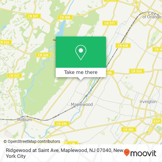 Mapa de Ridgewood at Saint Ave, Maplewood, NJ 07040