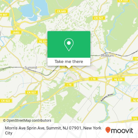 Mapa de Morris Ave Sprin Ave, Summit, NJ 07901