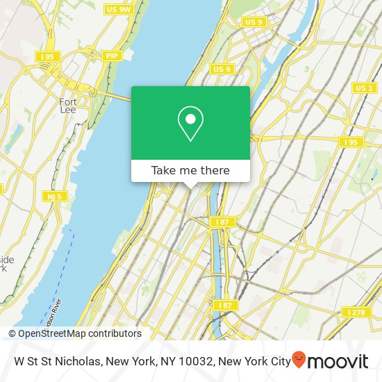 W St St Nicholas, New York, NY 10032 map