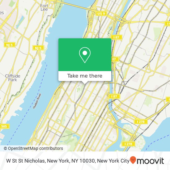 W St St Nicholas, New York, NY 10030 map