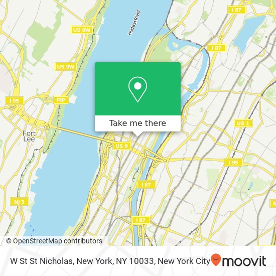 Mapa de W St St Nicholas, New York, NY 10033