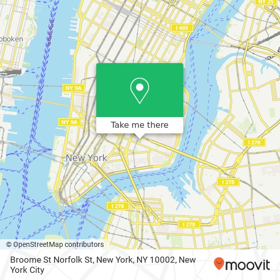 Mapa de Broome St Norfolk St, New York, NY 10002