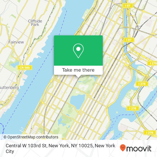 Central W 103rd St, New York, NY 10025 map