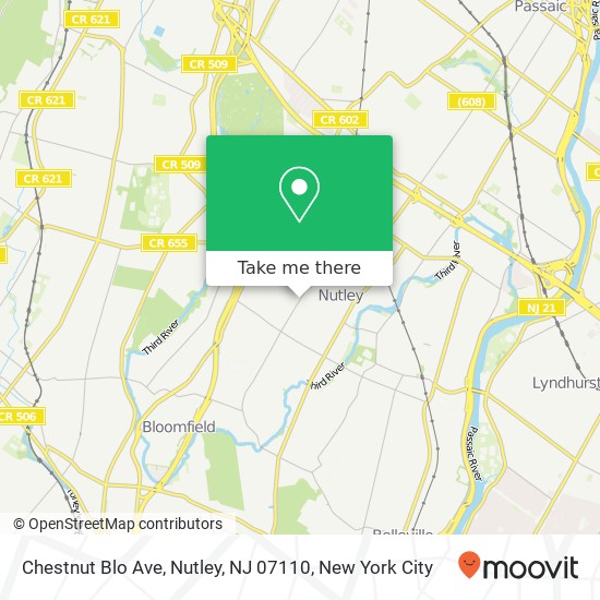 Mapa de Chestnut Blo Ave, Nutley, NJ 07110