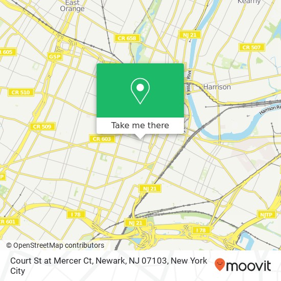 Mapa de Court St at Mercer Ct, Newark, NJ 07103