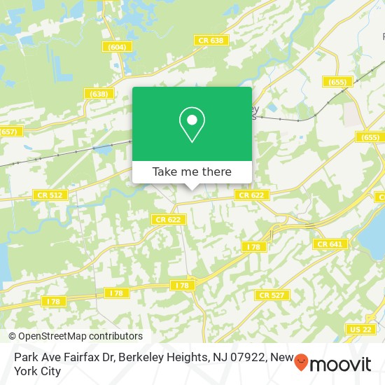 Park Ave Fairfax Dr, Berkeley Heights, NJ 07922 map