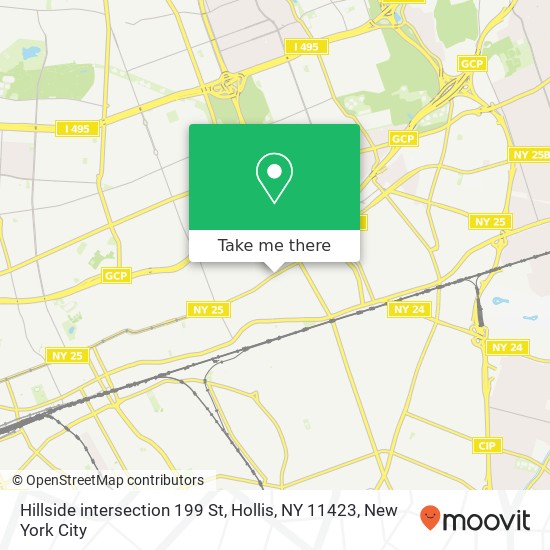 Mapa de Hillside intersection 199 St, Hollis, NY 11423