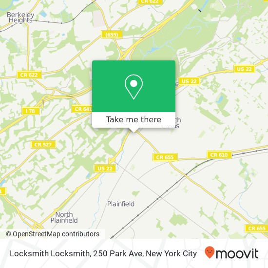 Mapa de Locksmith Locksmith, 250 Park Ave