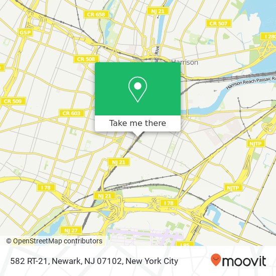 Mapa de 582 RT-21, Newark, NJ 07102