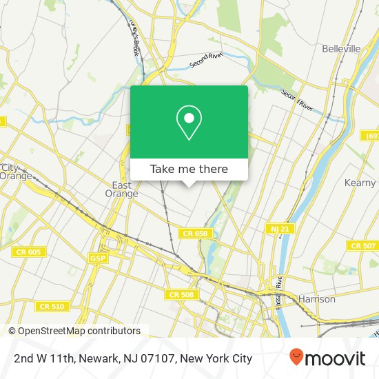 Mapa de 2nd W 11th, Newark, NJ 07107