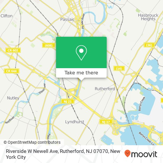 Riverside W Newell Ave, Rutherford, NJ 07070 map