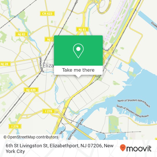 Mapa de 6th St Livingston St, Elizabethport, NJ 07206