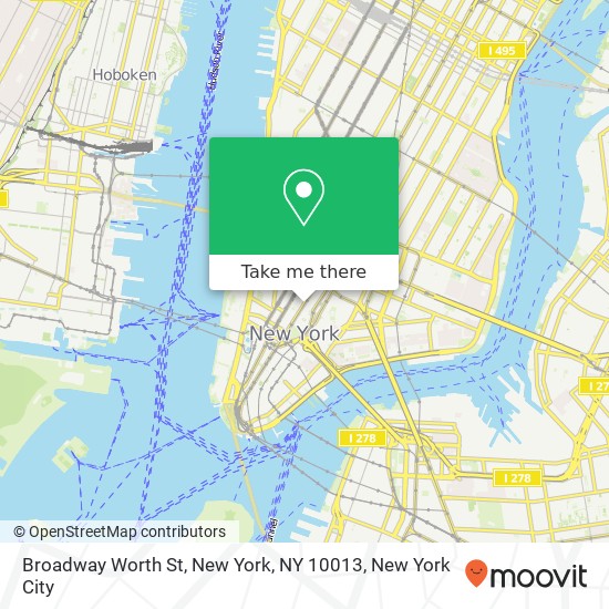 Broadway Worth St, New York, NY 10013 map