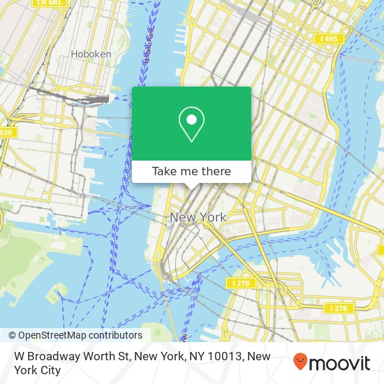 W Broadway Worth St, New York, NY 10013 map