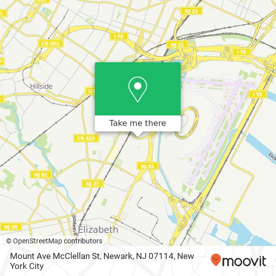 Mapa de Mount Ave McClellan St, Newark, NJ 07114