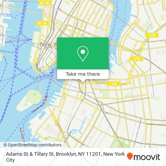 Mapa de Adams St & Tillary St, Brooklyn, NY 11201