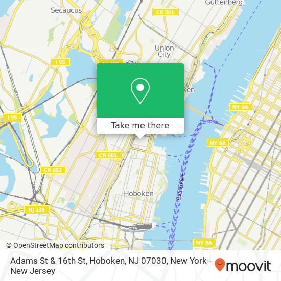 Mapa de Adams St & 16th St, Hoboken, NJ 07030