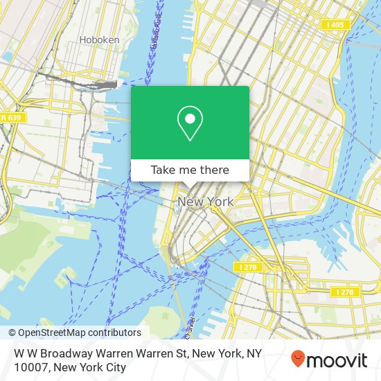 Mapa de W W Broadway Warren Warren St, New York, NY 10007