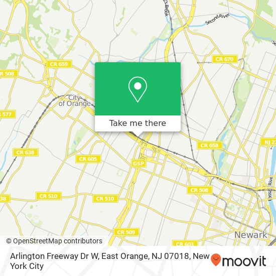 Arlington Freeway Dr W, East Orange, NJ 07018 map