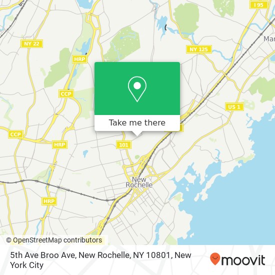 Mapa de 5th Ave Broo Ave, New Rochelle, NY 10801