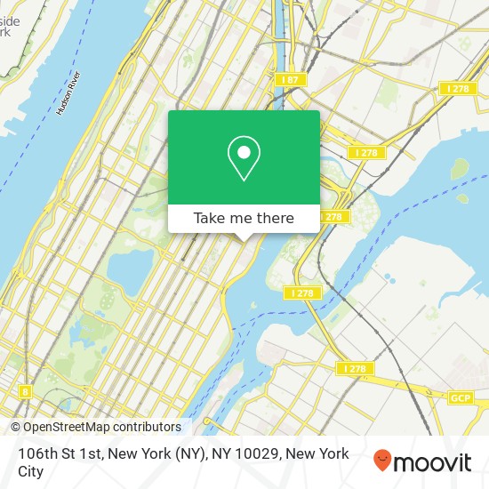 Mapa de 106th St 1st, New York (NY), NY 10029