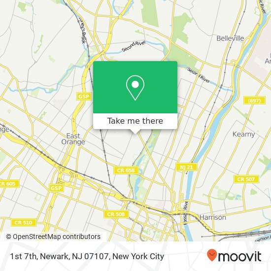 Mapa de 1st 7th, Newark, NJ 07107