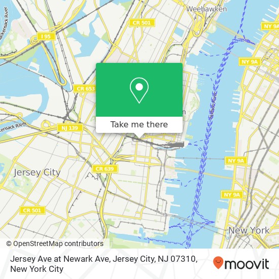 Mapa de Jersey Ave at Newark Ave, Jersey City, NJ 07310