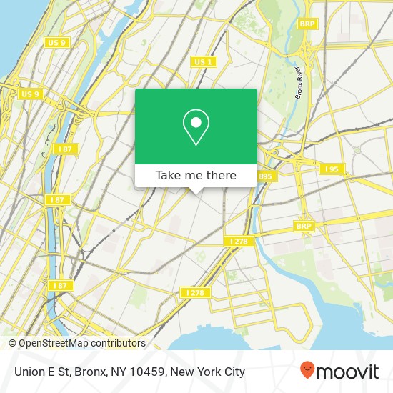 Mapa de Union E St, Bronx, NY 10459