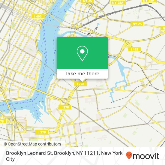 Mapa de Brooklyn Leonard St, Brooklyn, NY 11211