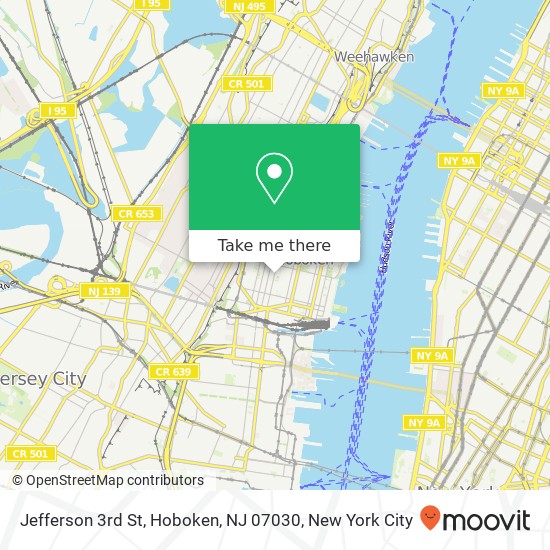 Mapa de Jefferson 3rd St, Hoboken, NJ 07030