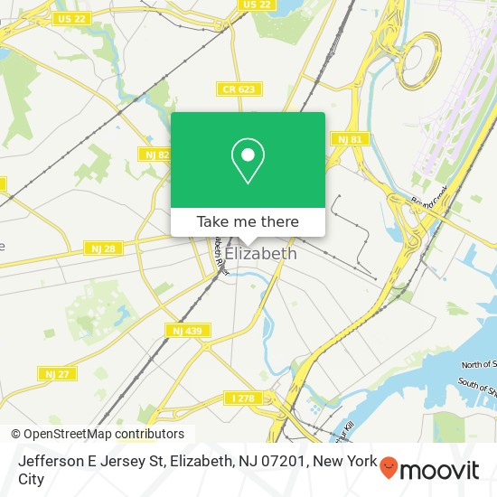 Mapa de Jefferson E Jersey St, Elizabeth, NJ 07201