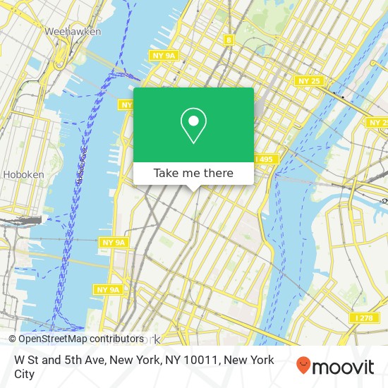W St and 5th Ave, New York, NY 10011 map