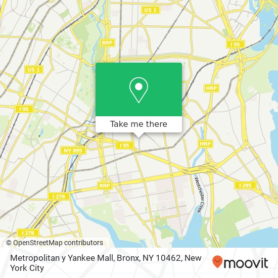Mapa de Metropolitan y Yankee Mall, Bronx, NY 10462
