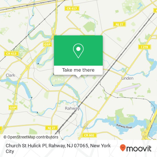 Mapa de Church St Hulick Pl, Rahway, NJ 07065