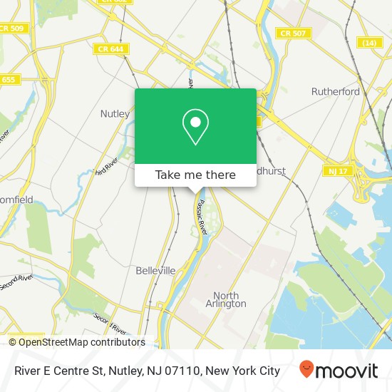 Mapa de River E Centre St, Nutley, NJ 07110