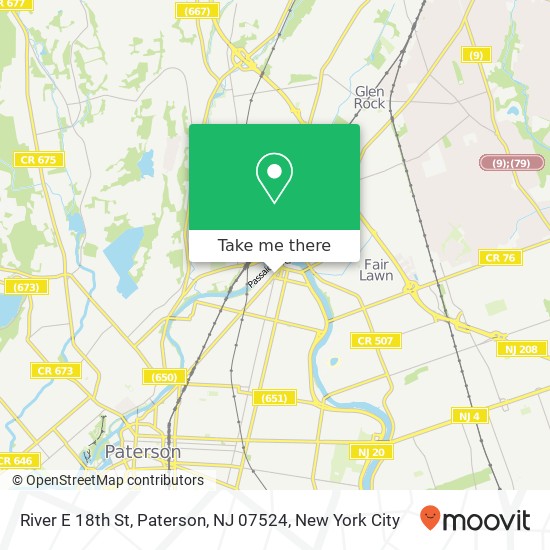 Mapa de River E 18th St, Paterson, NJ 07524
