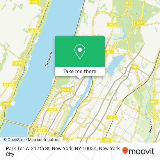 Mapa de Park Ter W 217th St, New York, NY 10034