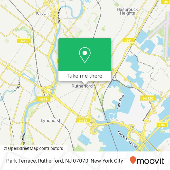 Mapa de Park Terrace, Rutherford, NJ 07070