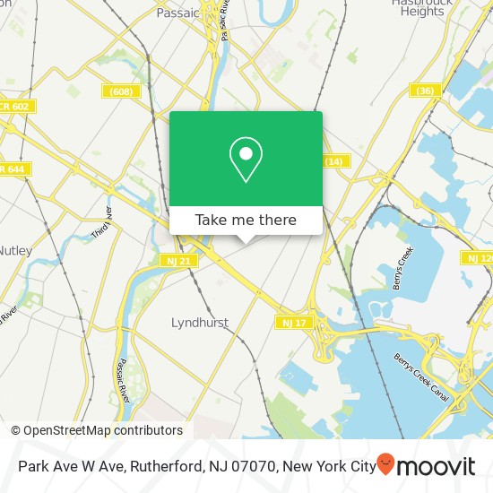 Mapa de Park Ave W Ave, Rutherford, NJ 07070