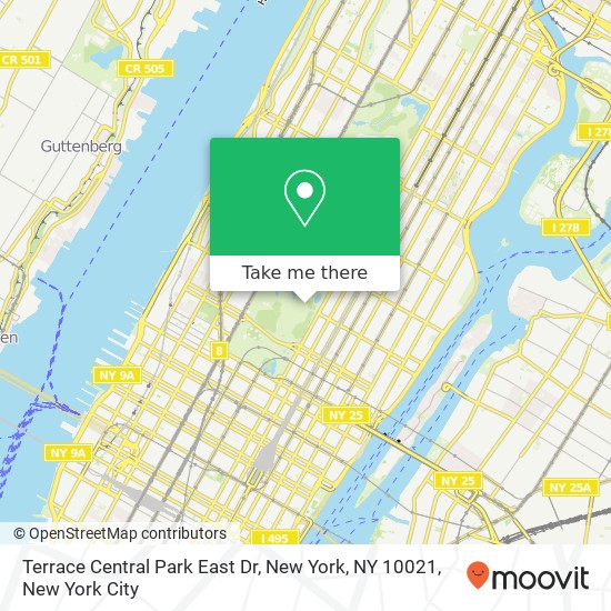 Terrace Central Park East Dr, New York, NY 10021 map