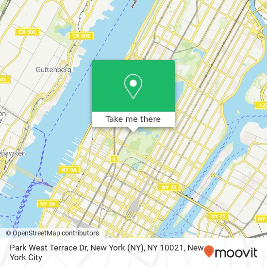 Mapa de Park West Terrace Dr, New York (NY), NY 10021