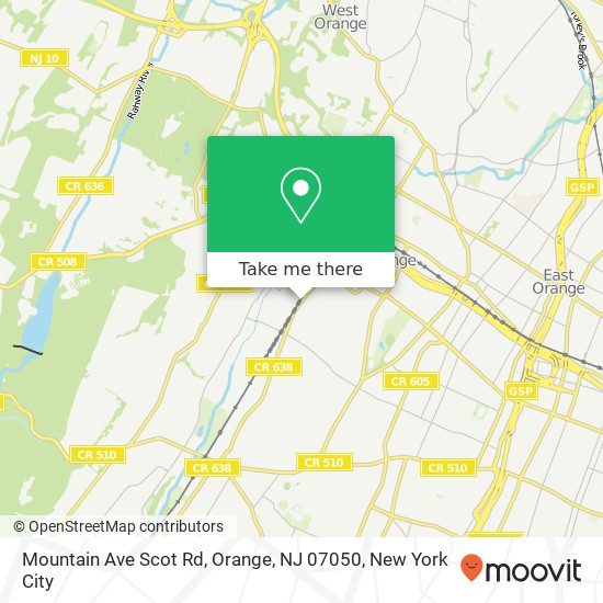 Mapa de Mountain Ave Scot Rd, Orange, NJ 07050