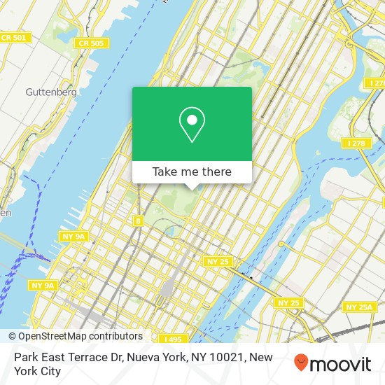 Mapa de Park East Terrace Dr, Nueva York, NY 10021