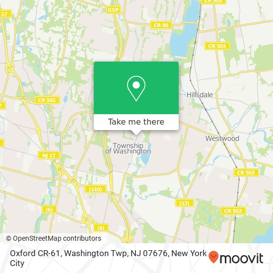 Oxford CR-61, Washington Twp, NJ 07676 map