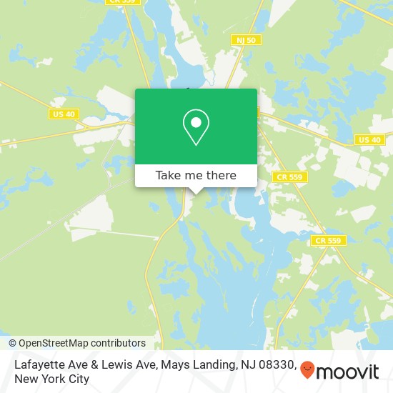 Mapa de Lafayette Ave & Lewis Ave, Mays Landing, NJ 08330